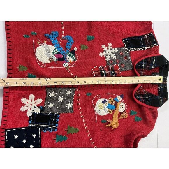 Vintage Womens UGLY CHRISTMAS SWEATER  XL petite Studio Joy full‎ zip EUC - Picture 8 of 8
